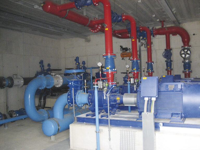 Pump stations under construction